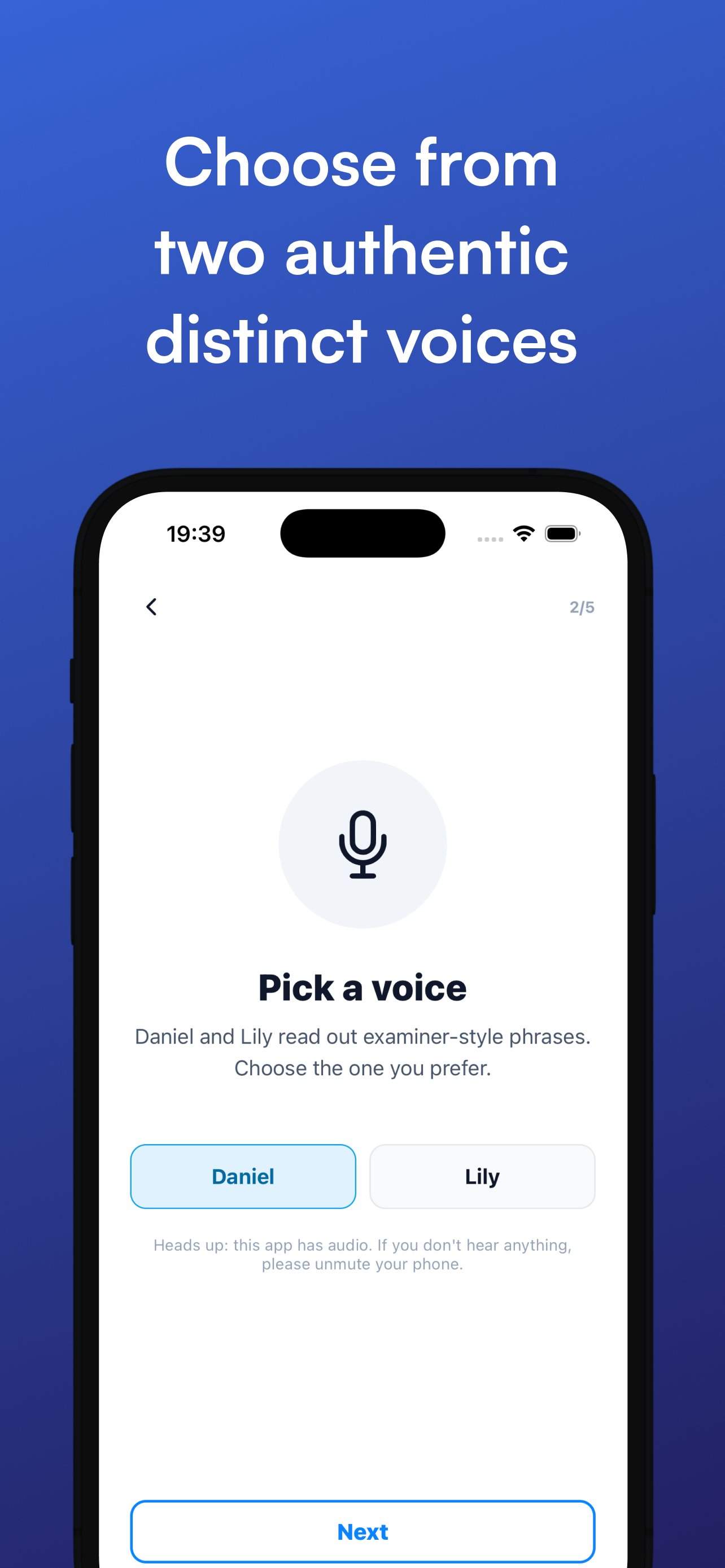 Home screen with search and sections